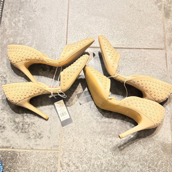 French Connection | Maggie Point Toe Studded Slip-On Heels Pumps NWT 6/6.5 Nude - Picture 4 of 8